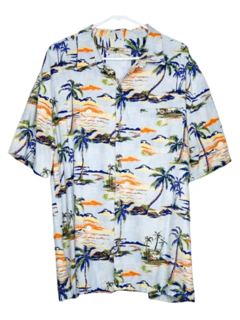 Joe Marlin Tropical Blue Short Sleeve Button Down Casual Hawaiian Shirt - XXL